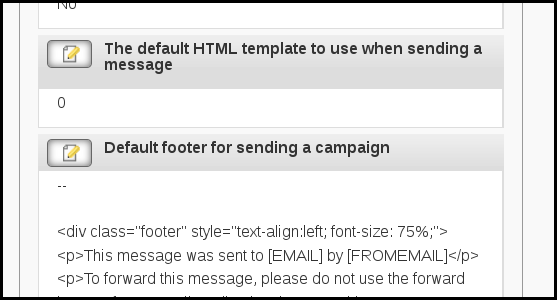 adding a default footer to phpList