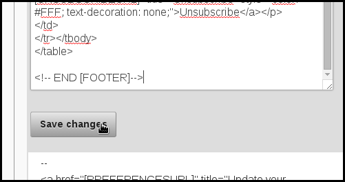 save changes to default footer