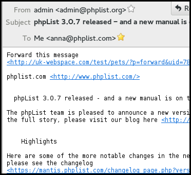 phpList automatically included plain text version