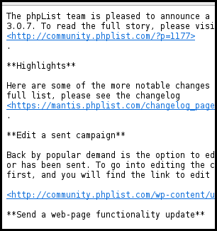phpList a well formatted plain text email campaign