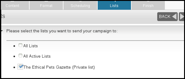 list selection phpList
