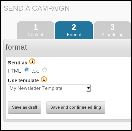 choose template on format tab